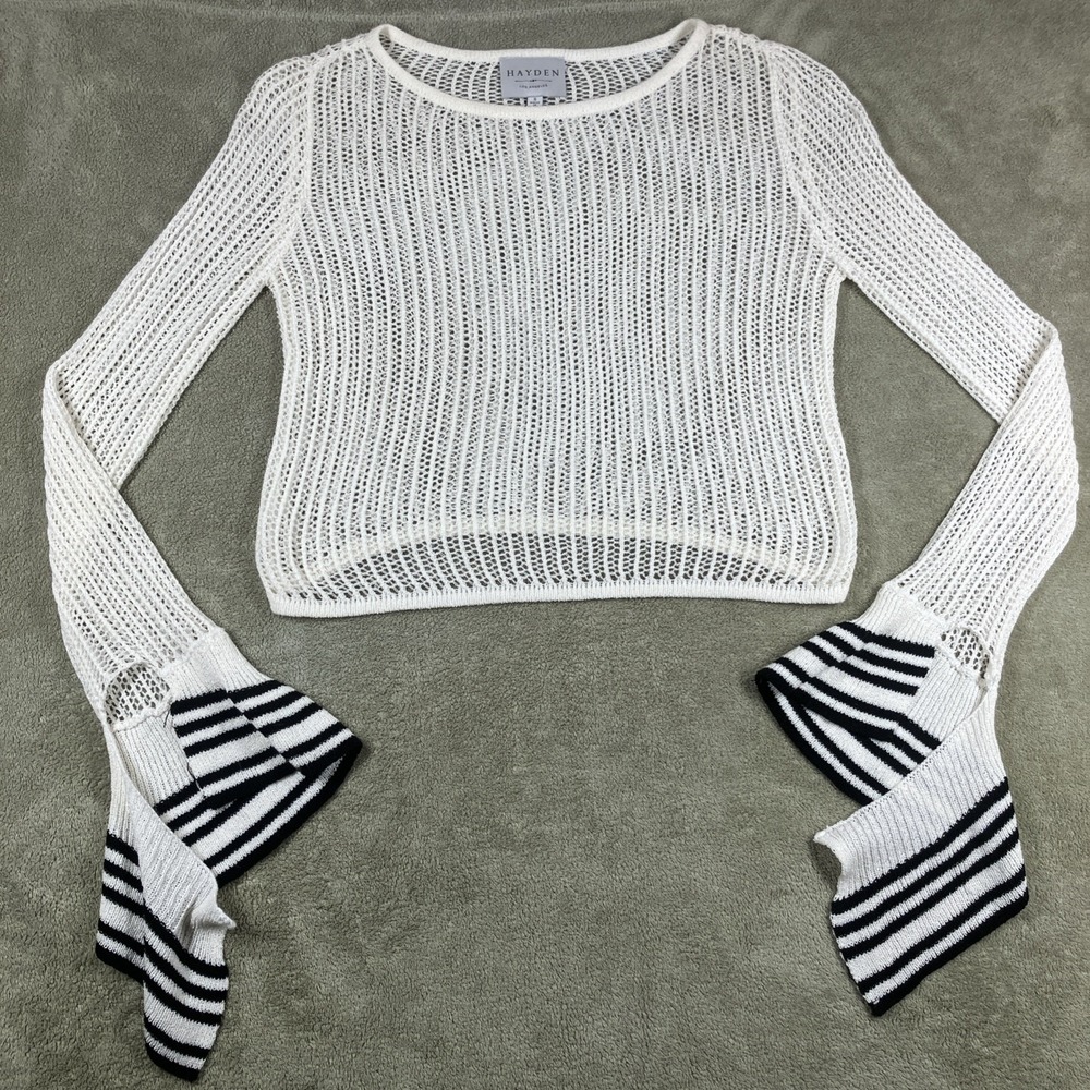 Hayden Mesh Blouse Small‎ Sheer Bell Sleeve Coastal Beachy Y2K